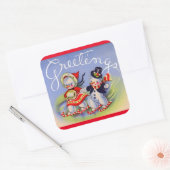 雪だるま夫妻からのクリスマス挨拶 スクエアシール (封筒)