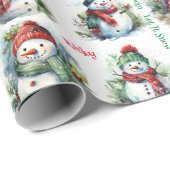 雪だるま子の名前を追加クリスマスの可愛さ ラッピングペーパー (ロールコーナー)