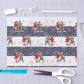 雪だるま子クリスマススノーフレークストライプのー 薄葉紙 (クラフト)