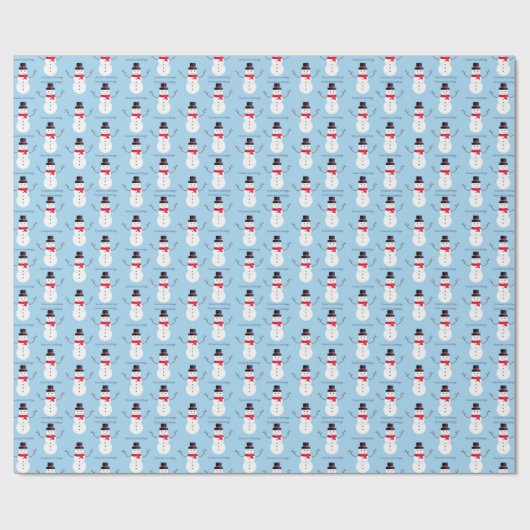 雪だるま季節のごあいさつズブルークリスマスホリデイ ラッピングペーパー (フラット)