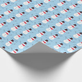 雪だるま季節のごあいさつズブルークリスマスホリデイ ラッピングペーパー (角)