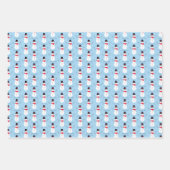 雪だるま季節のごあいさつズブルークリスマスホリデイW ラッピングペーパーシート (正面2)