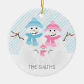 雪だるま家族のオーナメント セラミックオーナメント (正面)