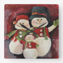 雪だるま家族のクリスマスの時計