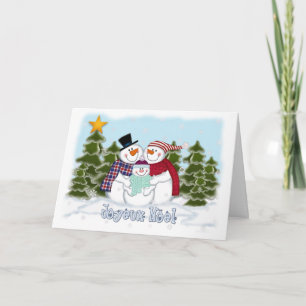 雪だるま家族の挨拶状Joyeux Noël シーズンカード