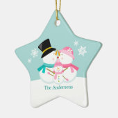 雪だるま家族の3つのクリスマス休暇 セラミックオーナメント (左)