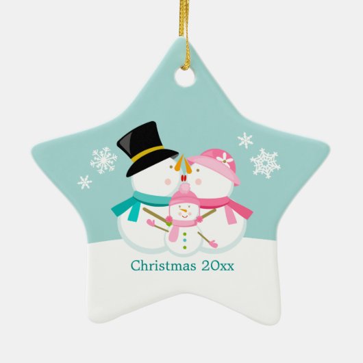 雪だるま家族の3つのクリスマス休暇 セラミックオーナメント (裏面)