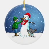 雪だるま建物 セラミックオーナメント (裏面)