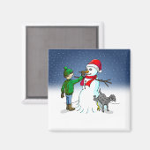 雪だるま建物 マグネット (正面/裏面)