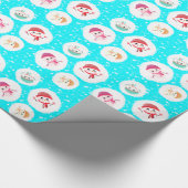 雪だるま式および雪だるまライトブルー ラッピングペーパー (角)