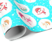 雪だるま式および雪だるまライトブルー ラッピングペーパー (ロールコーナー)