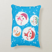 雪だるま式と雪だるま青 アクセントクッション (裏面(縦))