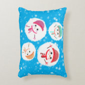 雪だるま式と雪だるま青 アクセントクッション (正面(垂直))