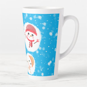 雪だるま式と雪だるま青 カフェラテマグ