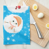 雪だるま式と雪だるま青 キッチンタオル (四つ折り)