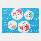 雪だるま式と雪だるま青 キッチンタオル (横)