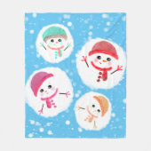 雪だるま式と雪だるま青 フリースブランケット (正面)