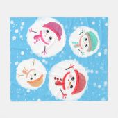 雪だるま式と雪だるま青 フリースブランケット (正面(横))