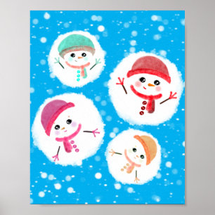 雪だるま式と雪だるま青 ポスター
