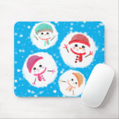 雪だるま式と雪だるま青 マウスパッド (マウス)