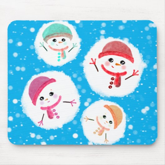 雪だるま式と雪だるま青 マウスパッド (正面)