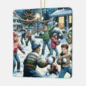 雪だるま式の戦いパーソナライズされたクリスマス セラミックオーナメント (左)