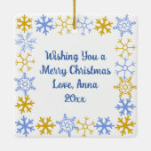 雪だるま式の戦いパーソナライズされたクリスマス セラミックオーナメント (裏面)