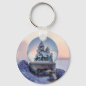 雪だるま式クリスマスツリー冬の降雪 キーホルダー (正面)