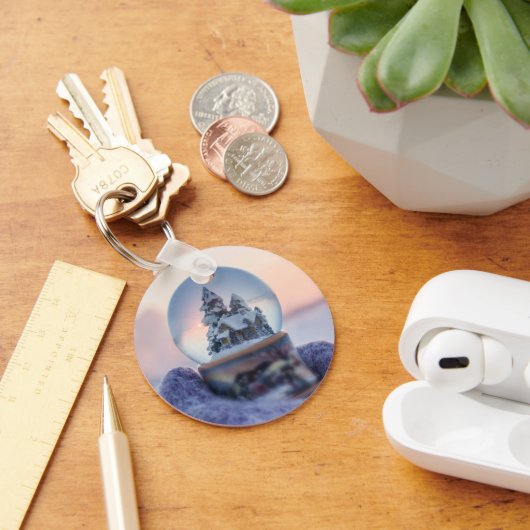 雪だるま式クリスマスツリー冬の降雪 キーホルダー (デスク)