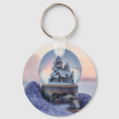 雪だるま式クリスマスツリー冬の降雪 キーホルダー (裏面)