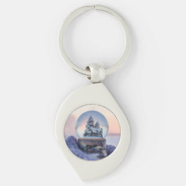 雪だるま式クリスマスツリー冬の降雪 キーホルダー