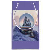 雪だるま式クリスマスツリー冬の降雪 スモールペーパーバッグ (裏面)