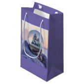 雪だるま式クリスマスツリー冬の降雪 スモールペーパーバッグ (正面アングル)