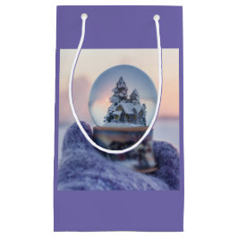 雪だるま式クリスマスツリー冬の降雪 スモールペーパーバッグ