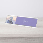 雪だるま式クリスマスツリー冬の降雪 デスクネームプレート (正面)