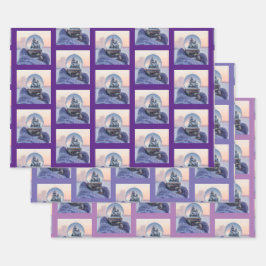 雪だるま式クリスマスツリー冬の降雪 ラッピングペーパーシート