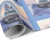 雪だるま式クリスマスツリー冬の降雪 ラッピングペーパー (ロールコーナー)