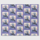 雪だるま式クリスマスツリー冬の降雪 ラッピングペーパー (フラット)