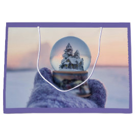 雪だるま式クリスマスツリー冬の降雪 ラージペーパーバッグ