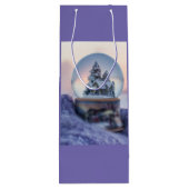 雪だるま式クリスマスツリー冬の降雪 ワインギフトバッグ (裏面)