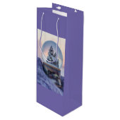 雪だるま式クリスマスツリー冬の降雪 ワインギフトバッグ (正面アングル)