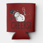 雪だるま応援ワインクリスマスおもしろいクリスマス冬 缶クーラー (正面)