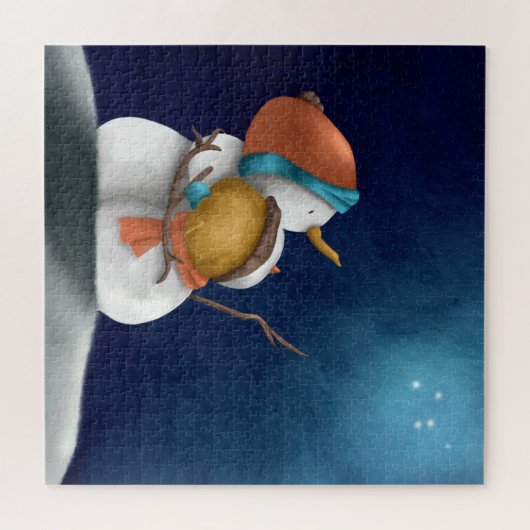 雪だるま愛するカップル記念日クリスマス ジグソーパズル (横)