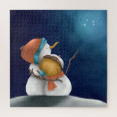 雪だるま愛するカップル記念日クリスマス ジグソーパズル (縦)