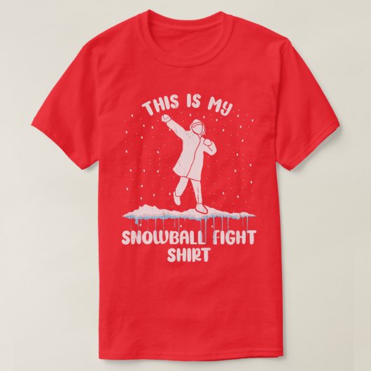 雪だるま戦いおもしろい雪だるま雪 Tシャツ (デザイン正面)