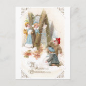 雪だるま戦いヴィンテージクリスマス シーズンポストカード (正面)