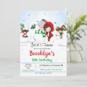 雪だるま招待ガールウィンターの休日の招待 招待状 (スタンド正面)