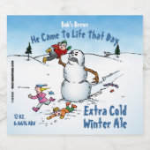 雪だるま攻撃おもしろい漫画 ビールラベル (シングルラベル)