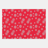 雪だるま数々の色雪片 ラッピングペーパーシート (正面3)