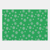 雪だるま数々の色雪片 ラッピングペーパーシート (正面3)